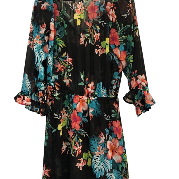 Tommy Bahama Fleur De Flora Ruffle Tunic size L - Picture 2 of 7